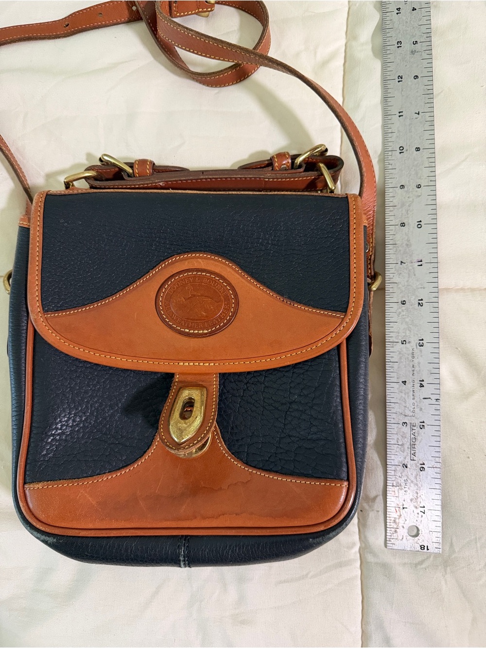 Dooney & Bourke Black and Brown Leather Crossbody Bag